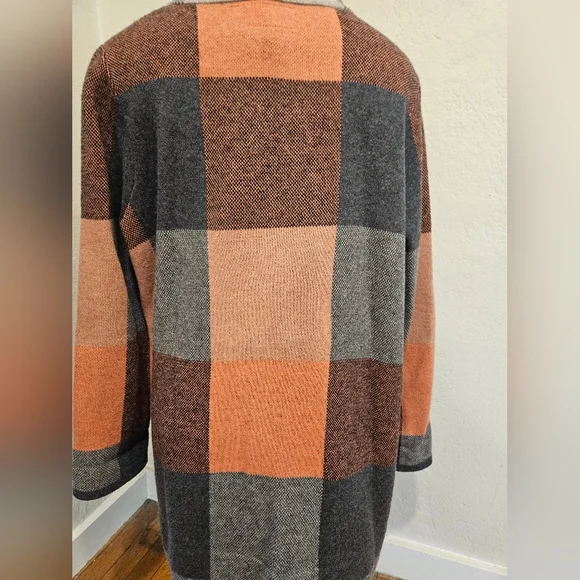 Anthropologie Field Flower Pink Gray 100% Wool Coat Size XL - Picture 4 of 7